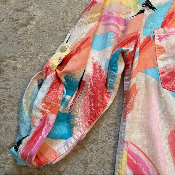 Northern Reflection Women’s Linen Blend Abstract Button-Up Shirt Size Medium - Picture 10 of 14